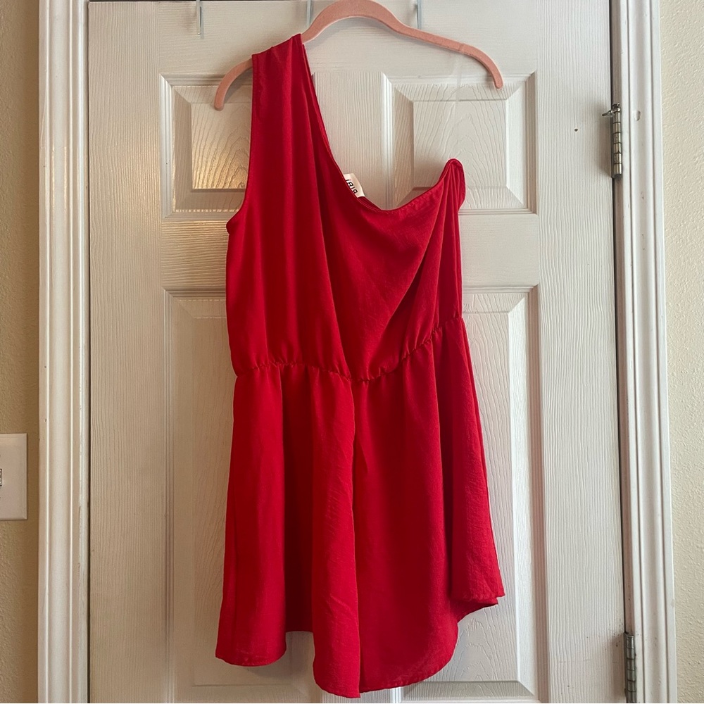 BiBi One-Shoulder Red Romper - Picture 5 of 9